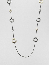 From the Notte Collection. Modern 18k gold and blackened sterling silver circular stations on a delicate link chain. 18k goldBlackened sterling silverLength, about 44Lobster clasp closureImported From the Notte Collection. Modern 18k gold and blackened sterling silver circular stations on a delicate link chain. 18k goldBlackened sterling silverLength, about 44Lobster clasp closureImported