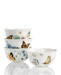 Now in bloom. Butterfly Meadow Blue bowls from Lenox feature the sturdy, scalloped porcelain of original Butterfly Meadow dinnerware but with oversized peonies and other new blossoms in shades of blue. With four unique patterns. Now in bloom. Butterfly Meadow Blue bowls from Lenox feature the sturdy, scalloped porcelain of original Butterfly Meadow dinnerware but with oversized peonies and other new blossoms in shades of blue. With four unique patterns.