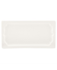 Lenox combines the versatility of whiteware with unique baroque shaping in the Regency Silhouette hors d'oeuvres tray, featuring glossy white porcelain for every day, any occasion.