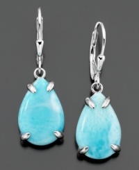 These lovely drop earrings illuminate the eyes with pear-cut larimar stones. Set in sterling silver. Drop measures approximately 1-1/4 inch. These lovely drop earrings illuminate the eyes with pear-cut larimar stones. Set in sterling silver. Drop measures approximately 1-1/4 inch.