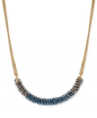 In this frontal necklace from Kenneth Cole New York, faceted beads band together to stunning effect. Crafted from gold- and hematite-tone mixed metal, the necklace makes a bold statement. Approximate length: 16 inches + 3-inch extender. Approximate drop: 3/8 inch. In this frontal necklace from Kenneth Cole New York, faceted beads band together to stunning effect. Crafted from gold- and hematite-tone mixed metal, the necklace makes a bold statement. Approximate length: 16 inches + 3-inch extender. Approximate drop: 3/8 inch.