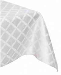 Lenox Laurel Leaf 70-by-122-Inch Oblong / Rectangle Tablecloth, Platinum