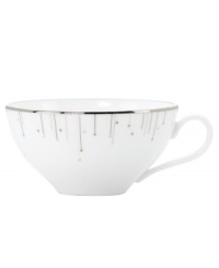 Bone china with platinum edges drips glittering icicles on slick, snowy white from Lenox Lifestyle dinnerware. The dishes, like this Platinum Ice cup, are a recipe for cool in modern decor, delivering unique, unforgettable style to quiet meals and casual get-togethers. (Clearance) Bone china with platinum edges drips glittering icicles on slick, snowy white from Lenox Lifestyle dinnerware. The dishes, like this Platinum Ice cup, are a recipe for cool in modern decor, delivering unique, unforgettable style to quiet meals and casual get-togethers. (Clearance)