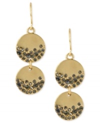 Kenneth Cole New York makes a bold statement, twice, in this pair of double-drop earrings. Crafted from gold-tone mixed metal, the earrings feature pave glass crystal accents for a shining effect. Approximate drop: 1-1/2 inches. Kenneth Cole New York makes a bold statement, twice, in this pair of double-drop earrings. Crafted from gold-tone mixed metal, the earrings feature pave glass crystal accents for a shining effect. Approximate drop: 1-1/2 inches.