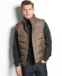 Freshen up your outerwear style with this versatile down puffer vest from Kenneth Cole. Freshen up your outerwear style with this versatile down puffer vest from Kenneth Cole.