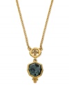 Stylish stones stand out in this necklace from T Tahari's On the Edge Collection. Crafted from 14k gold plated, nickel-free mixed metal, the necklace is accented with black and light Colorado glass stones. Approximate length: 17 inches + 3-inch extender. Approximate drop: 2-1/4 inches.