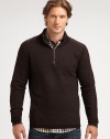 Best worn layered, this handsome, quarter-zip pullover design instantly adds a touch of sophistication to your ensemble.MockneckQuarter-zip placketRibbed knit collar, cuffs and hem60% rayon/25% nylon/15% woolDry cleanImported