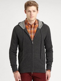 Knitted from luxurious cashmere, this zip-up hoodie style lends a sophisticated feel to an off-duty essential.Two-way zip frontAttached drawstring hoodFront slash pocketsBanded cuffs and hemCashmereHand washImported