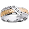 14K Two Tone Gold Basket Weave Diamond Wedding Band (0.21 Cttw, GH Color, SI Clarity)