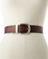 A quick twist takes you from rich brown leather to sleek black. Reversible belt by Fossil.