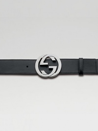 Interlocking round G-belt. Venice black. Approx. 1½ wide Made in Italy 