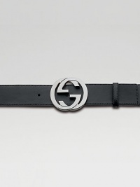Interlocking round G-belt. Venice black. Approx. 1½ wide Made in Italy 
