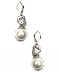 Sparkle all day long Givenchy's dazzling drop earrings. Polished glass pearls and round-cut crystals make these perfect for day and night. Crafted in silver tone mixed metal. Approximate drop: 1-5/8 inches. Sparkle all day long Givenchy's dazzling drop earrings. Polished glass pearls and round-cut crystals make these perfect for day and night. Crafted in silver tone mixed metal. Approximate drop: 1-5/8 inches.