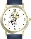 The Lamb with Halo Christian Theme - WATCHBUDDY® DELUXE TWO-TONE THEME WATCH - Arabic Numbers - Blue Leather Strap-Size-Large ( Men's Size or Jumbo Women's Size )