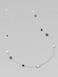 From the Wonderland Collection. A long, elegant sterling silver chain is sprinkled with touches of clear quartz, mother-of-pearl and onyx.Clear quartz, mother-of-pearl, onyx Sterling silver Length, 40 Lobster clasp Imported