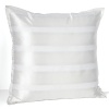 Crisp and bright, this Hudson Park Luxe decorative pillow boasts embellished stripes in silk and cotton in a polished shimmery white on white. Elegantly minimalist styling lets the luminous pattern shine through.