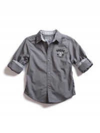 GUESS Kids Boys Shirt with Roll-Up Sleeves, GREY (12/14) GUESS Kids Boys Shirt with Roll-Up Sleeves, GREY (12/14)
