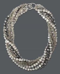 The epitome of elegance. Multiple strands of grey cultured freshwater pearls (5-5-1/2 mm) intertwined and twisted together with sparkling hematite and labradorite beads (194-3/8 ct. t.w.) create a classy look. Crafted with an intricate sterling silver clasp. Approximate length: 17 inches. The epitome of elegance. Multiple strands of grey cultured freshwater pearls (5-5-1/2 mm) intertwined and twisted together with sparkling hematite and labradorite beads (194-3/8 ct. t.w.) create a classy look. Crafted with an intricate sterling silver clasp. Approximate length: 17 inches.