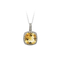 Sterling Silver Large Square Gemstone Pendant Necklace, 18 Sterling Silver Large Square Gemstone Pendant Necklace, 18