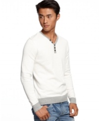 This lightweight INC International Concepts sweater offer a cozy fit and a contemporary look. This lightweight INC International Concepts sweater offer a cozy fit and a contemporary look.