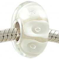 White Snakeskin Murano Murano Glass Sterling Silver Solid Core Bead fits European Charm Bracelets White Snakeskin Murano Murano Glass Sterling Silver Solid Core Bead fits European Charm Bracelets