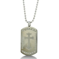 Stainless Steel Gothic Rhinestone Cross Dog Tag Stainless Steel Gothic Rhinestone Cross Dog Tag