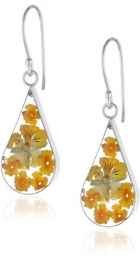 Sterling Silver Pressed Flower Teardrop Earrings