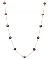 Sumptuous style. Rich chocolate cultured freshwater pearls  6-7 mm) adorn a delicate 14k gold chain on this pretty illusion necklace. Approximate length: 17 inches.