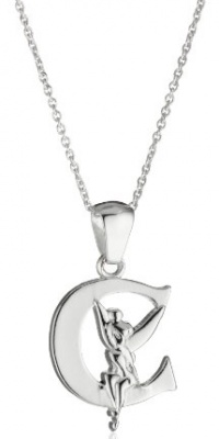 Disney Tinkerbell C Initial Silver Pendant Necklace