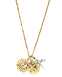 A nautical necklace perfect for the beach and beyond. This mixed metal style from RACHEL Rachel Roy features silver and gold-plated charms with sea-inspired designs and glass stone accents. Approximate length: 23-1/2 inches + 1 inch extender. Approximate drop: 1 inch.