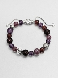From the Spiritual Bead Collection. A beautiful beaded style with amethyst, red tiger's eye and ruby on a sterling silver box chain. Amethyst, red tiger's eye and rubySterling silverDiameter, about 2 adjustableBeaded closureImported From the Spiritual Bead Collection. A beautiful beaded style with amethyst, red tiger's eye and ruby on a sterling silver box chain. Amethyst, red tiger's eye and rubySterling silverDiameter, about 2 adjustableBeaded closureImported