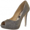 Badgley Mischka Women's Humbie IV Peep-Toe Pump, Gold/Pewter, 7 M US