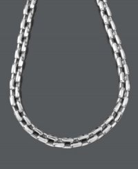 Durable style for a man on the move. This modern men's necklace features a chic, square link set in stainless steel. Approximate length: 24 inches. Durable style for a man on the move. This modern men's necklace features a chic, square link set in stainless steel. Approximate length: 24 inches.