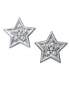 When you wish upon a star, your dreams come true! These darling star-shaped stud earrings shine with the addition of sparkling diamond accents. Set in 10k white gold with a post backing. Approximate diameter: 3/10 inch.