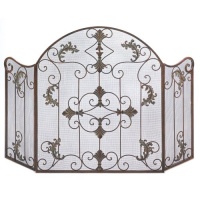 Gifts & Decor Rustic Scrollwork Iron Florentine Fireplace Screen