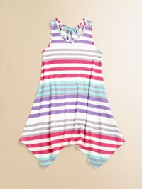 Vivid stripes highlight this lightweight frock, crafted with a trendy handkerchief hem.V-neckSleevelessPullover, racerback styleHandkerchief hemPima cotton/modalMachine washImported Vivid stripes highlight this lightweight frock, crafted with a trendy handkerchief hem.V-neckSleevelessPullover, racerback styleHandkerchief hemPima cotton/modalMachine washImported