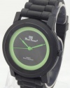 Mark Naimer Designer Quartz Watches All Black Case Green Hands Black Silicon Rubber Band