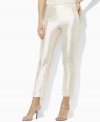 Crisp silk dupioni gives off a brilliant luster on Lauren by Ralph Lauren's pants, rendered in a slim-fitting silhouette.