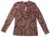 Lauren Jeans Co. Women's Ruffle Front Paisley Knit Top (Multi) (Small)