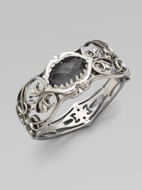 From the Silver Les Dents De La Mer Collection. A lovely grey cat's eye and quartz crystal set in a beautifully intricate, black and white plated sterling silver shark's jaw. Grey cat's eye and quartz crystalBlack and white rhodium plated sterling silverDiameter, about 2¼Box clasp closureImported From the Silver Les Dents De La Mer Collection. A lovely grey cat's eye and quartz crystal set in a beautifully intricate, black and white plated sterling silver shark's jaw. Grey cat's eye and quartz crystalBlack and white rhodium plated sterling silverDiameter, about 2¼Box clasp closureImported