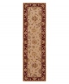 A deep maroon border offers a refreshing pop of color on this sophisticated area rug. Meticulously handcrafted with soft wool pile, and highlighted with lustrous silk accents, this elegant addition to the Nourison 2000 collection lends a fashionable look to both casual and refined spaces.