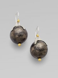From the Star Collection. A simply chic design with a dark sterling silver ball accented with a white sterling silver star cap and 24k gold details. Dark and white sterling silver24k goldDrop, about 1¼Hook backImported From the Star Collection. A simply chic design with a dark sterling silver ball accented with a white sterling silver star cap and 24k gold details. Dark and white sterling silver24k goldDrop, about 1¼Hook backImported