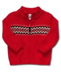 Just in time for the cold season is this charming bold zip front cardigan by Carter's. Just in time for the cold season is this charming bold zip front cardigan by Carter's.