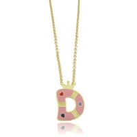 Lily Nily 18K Gold Overlay Pink Enamel Children's Initial Pendant D