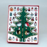 Kurt Adler 11.75 Wooden Tree with Miniature Wooden Ornaments, 25 Piece Set Kurt Adler 11.75 Wooden Tree with Miniature Wooden Ornaments, 25 Piece Set