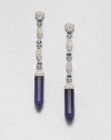 Long on Art Deco elegance, this gracious design combines pavé cubic zirconia and faceted sapphire-colored crystals for endless dazzle.Cubic zirconiaCrystalRhodium platingLength, about 2.75Post backImported