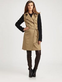Contrasting, bead-encrusted sleeves refresh this classically tailored trenchcoat. Double-breasted button frontEpaulettesLong beaded sleevesSelf-tie at waistFully linedAbout 36 from shoulder to hemBeaded 98% cotton/2% spandexDry cleanImportedModel shown is 5'9 (176cm) wearing US size Small. Contrasting, bead-encrusted sleeves refresh this classically tailored trenchcoat. Double-breasted button frontEpaulettesLong beaded sleevesSelf-tie at waistFully linedAbout 36 from shoulder to hemBeaded 98% cotton/2% spandexDry cleanImportedModel shown is 5'9 (176cm) wearing US size Small.