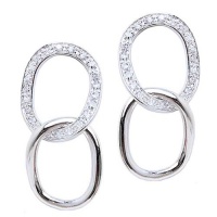 Studio 925 Padua White CZ Pave and Sterling Silver Large Link Earrings Studio 925 Padua White CZ Pave and Sterling Silver Large Link Earrings