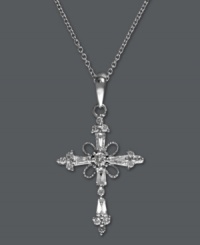 Find beauty in faith. EFFY Collection's truly unique cross pendant combines a floral design with sparkling, round-cut diamonds (1/3 ct. t.w.). Crafted in 14k white gold. Approximate length: 18 inches. Approximate drop: 1-1/8 inches.