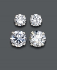 Double up on stylish sparkle. This glittery earring duo by Jody Coyote features two chic pairs of round-cut cubic zirconia (1/4 ct. t.w.) in a sterling silver setting. Double up on stylish sparkle. This glittery earring duo by Jody Coyote features two chic pairs of round-cut cubic zirconia (1/4 ct. t.w.) in a sterling silver setting.